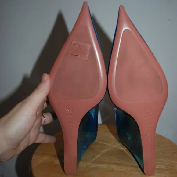 Amina Muaddi Ane PVC Glass 95mm Wedge pumps - Sz 10.5 US / 40.5 EU